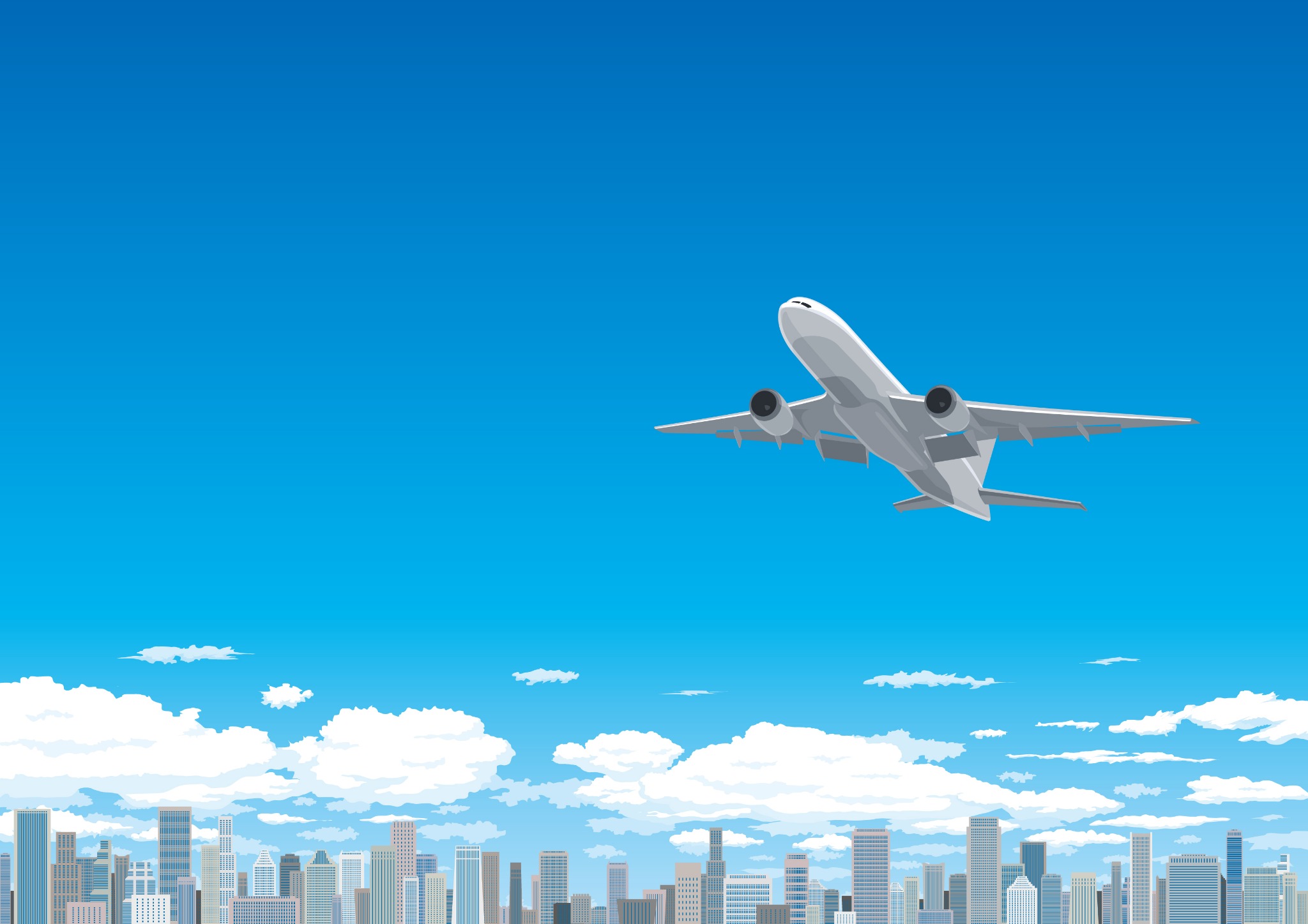 海外へ飛び立つイメージ（イラスト）